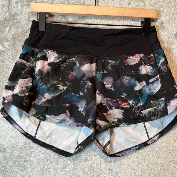 Lululemon Speed‎ Up Short Long *4" Medium Rise Glacier Camo Starlight Black Sz 4 - Picture 2 of 5